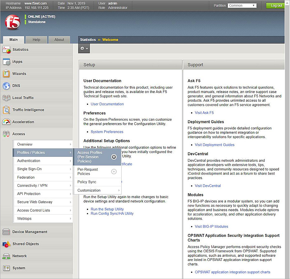 Screenshot of the add Access Profiles